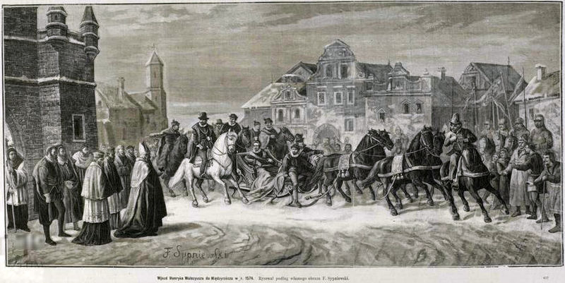 Plik:Sypniewski Feliks - King Henry of Valois arrive at Miedzyrzecze Castle.jpg
